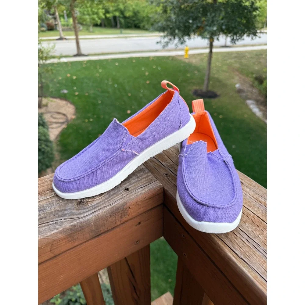 Sanuk Kids Lil Walker Hemp Blend Slip-On Shoes Purple Orange Size 5